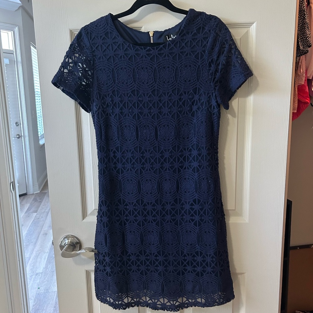 Lulu's Navy Crochet Mini Dress